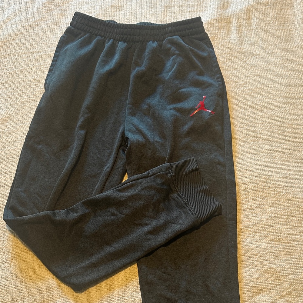 Jordan Black Sweatpants with Red Logo